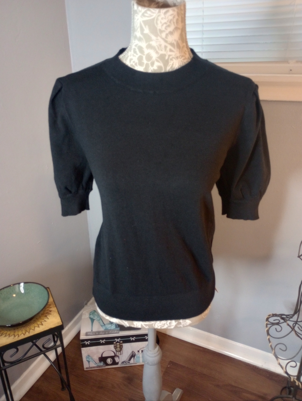 Classic Black Puff Sleeve Sweater Top